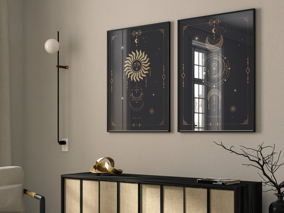 Sun and Moon Wall Art · Tarot Art Prints · Set of 2 Prints · Celestial ...
