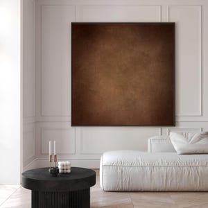 Lienzo decorativo wabi sabi en marrón cálido, impresión artística enmarcada flotante, decoración japonesa, decoración de sala de estar grande, arte minimalista, decoración en tonos tierra