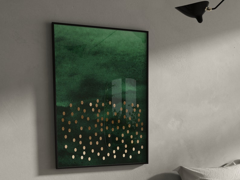 Emerald Green and Gold Wall Art Print Abstract Art Emerald Etsy UK