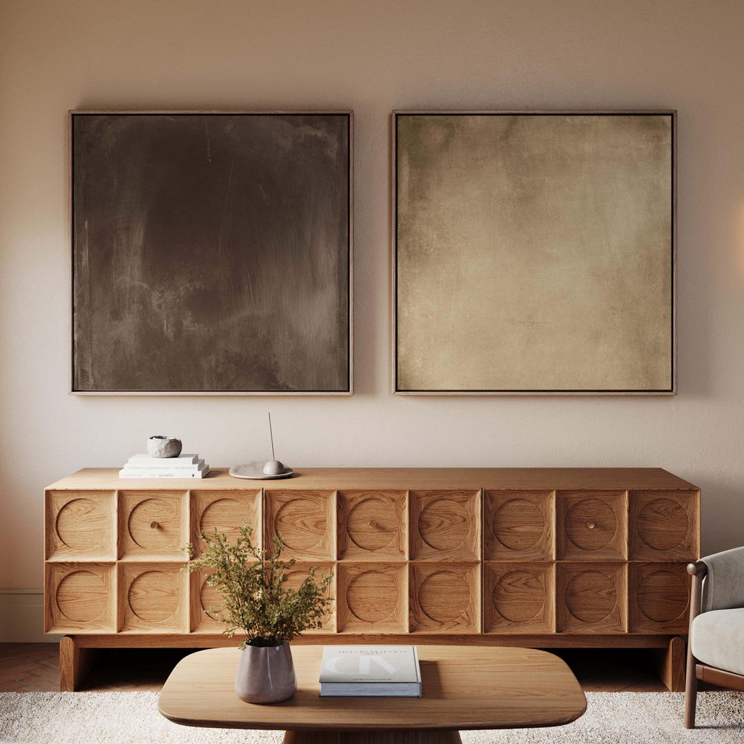 Large Wabi Sabi Canvas Wall Art, Set of 2 Brown Beige Abstract Canvas ...