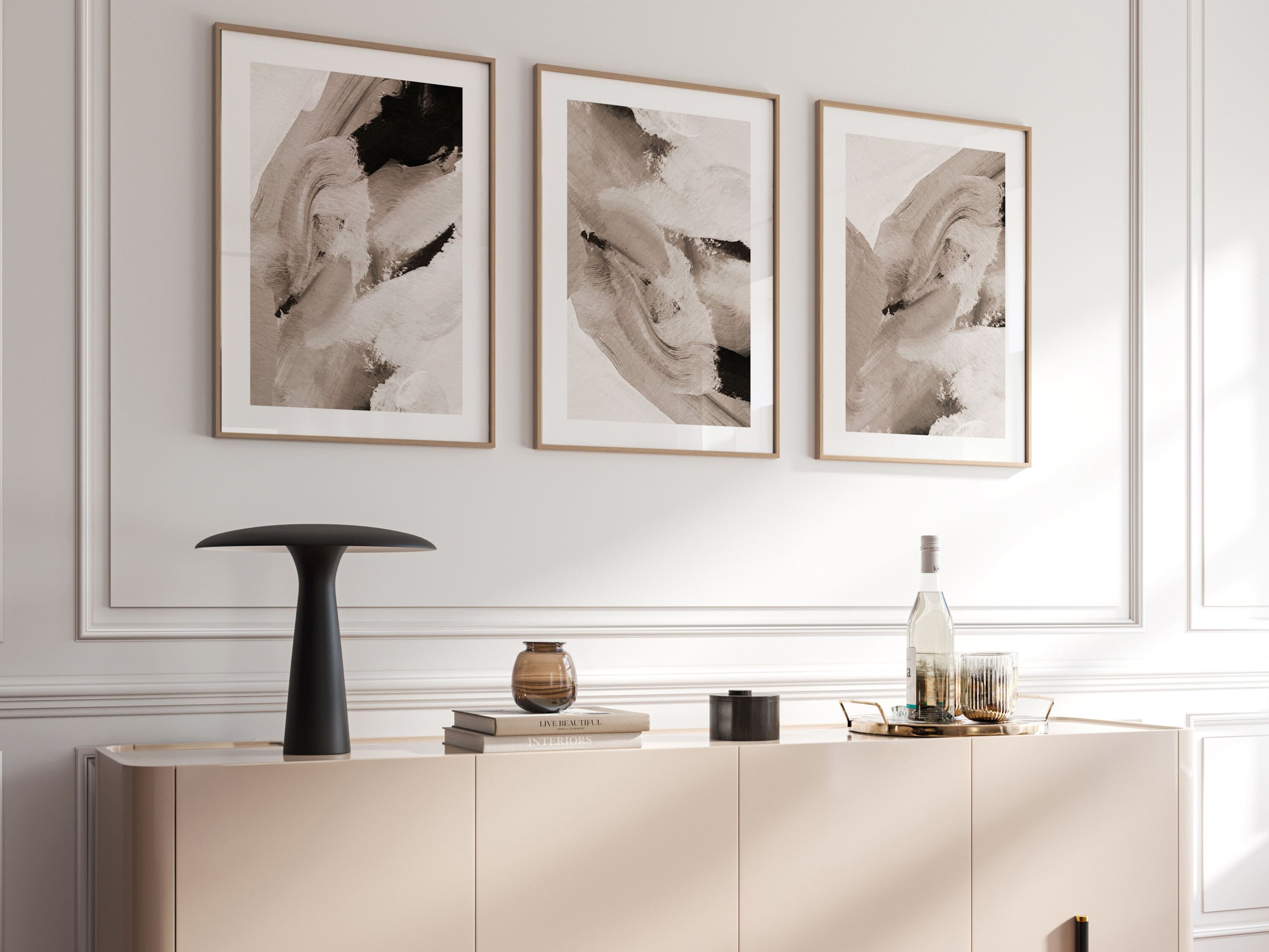 Neutral Minimalist Wall Art Prints, Set of 3 Prints, Abstract Art ...