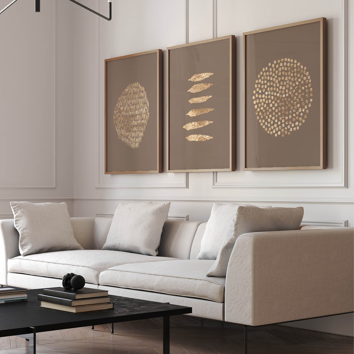 Beige and Gold Wall Art · Set of 3 Prints, Abstract Art, Abstract ...