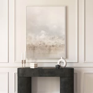 Neutral Minimalist Canvas Wall Art, Zen Framed Art Print, Simple Beige Decor, Modern Large Living Room Decor, Abstract Landscape Painting