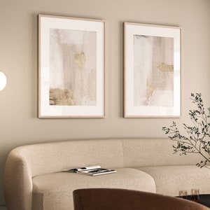 Beige Gold Wall Art, Set of 2 Prints, Abstract Art, Neutral Wall Art, Japandi Decor, Minimalist Wall Art, Living Room decor, Large Wall Art