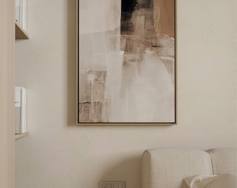 Neutral Abstract Canvas Wall Art, Framed Art, Brown Print, Giclée, Large Wall Art, Living Room Decor, Modern, Minimalist, Bedroom, Painting