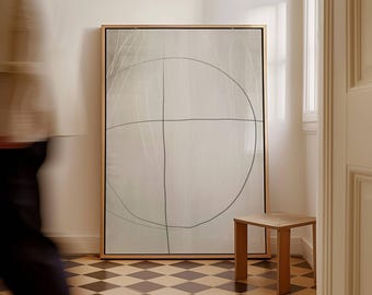 Neutral Wabi Sabi Canvas Wall Art, Minimalist Framed Art, One Line Art, Large Living Room Decor, Abstract Art Illustration, Zen Japandi Art