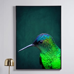 Hummingbird Print DIGITAL DOWNLOAD Maximalist Wall Art · Tropical Print · Printable Wall Art · Emerald Green Wall Art · Maximalist Decor