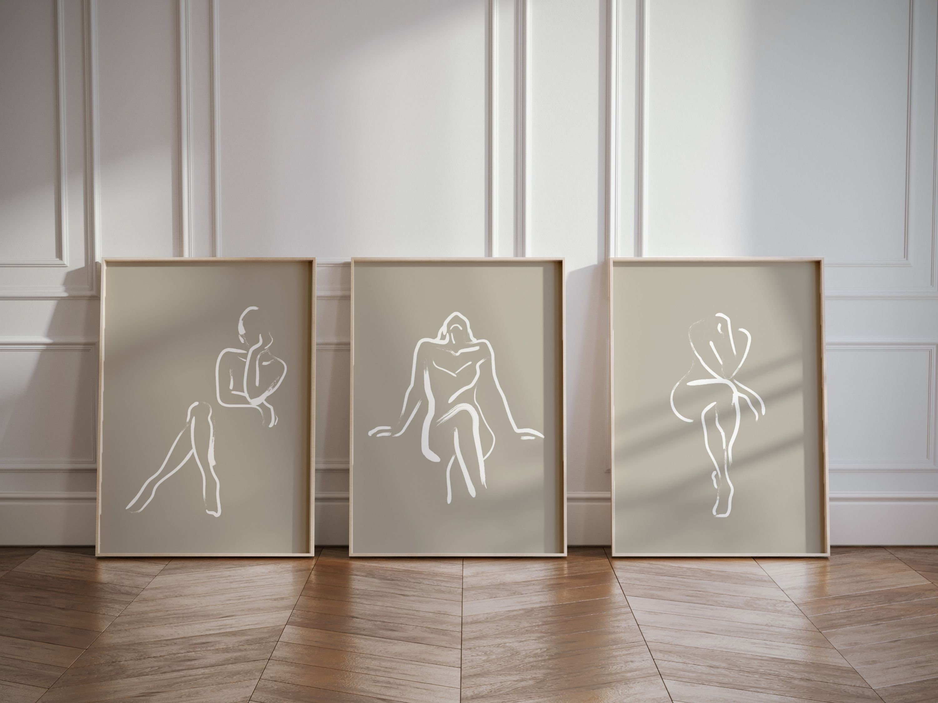 Neutral Line Drawing Wall Art, Set of 3 Prints, Minimalist Wall Art ...