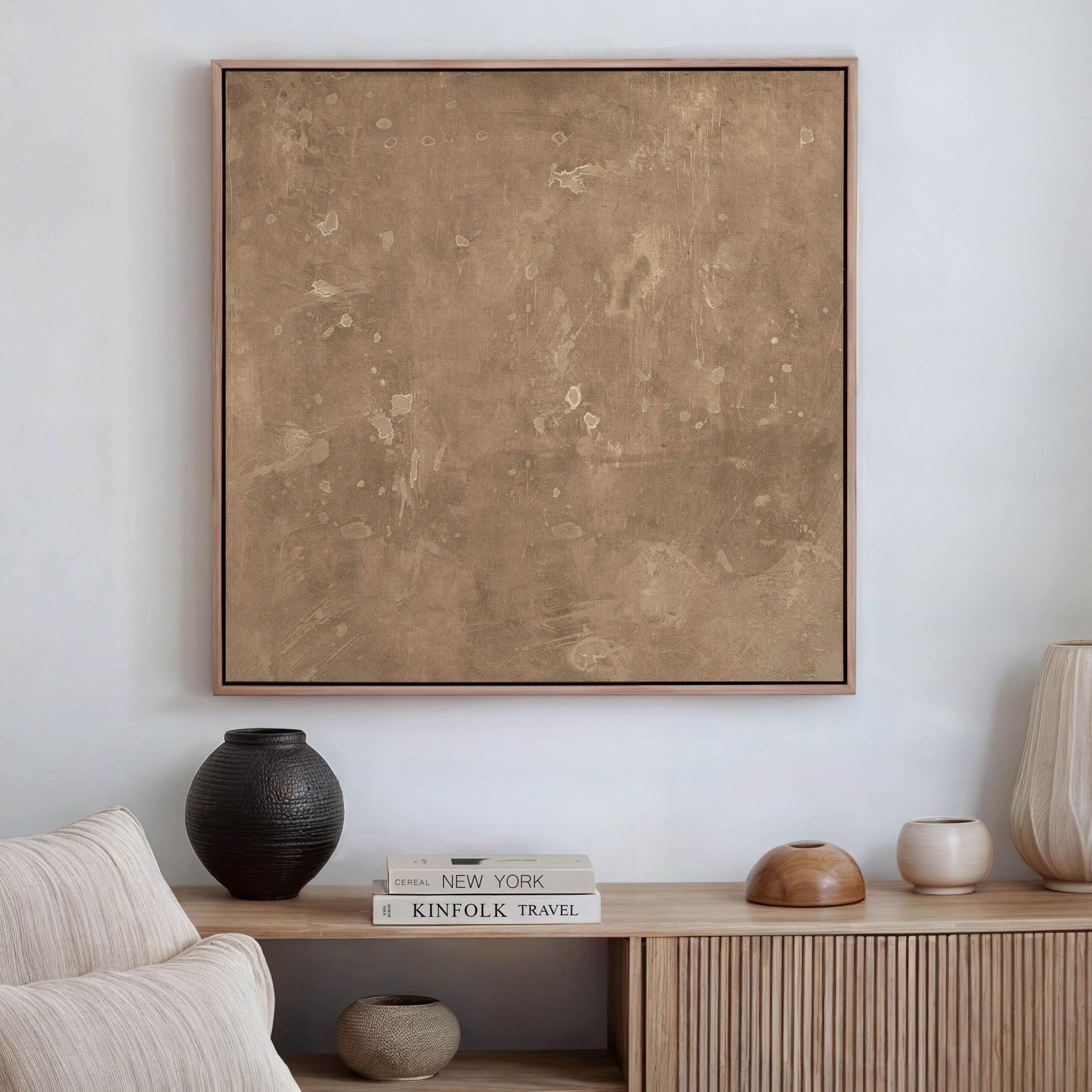 Beige Wabi Sabi Canvas Wall Art, Abstract Art Square Print, Minimalist ...