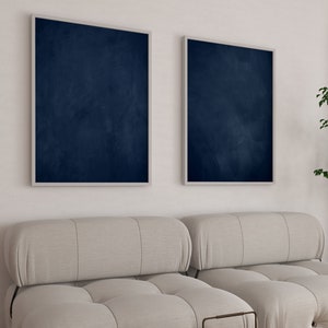 Navy Blue Wall Art, Set of 2 Prints, Abstract Large Wall Art, Dark Blue ...