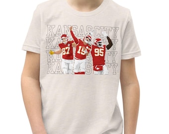 Youth Chiefs Short Sleeve T-Shirt | Bella Canvas Brand Tee | Kansas City Football, Kids KC gear, Game Day Outfit, Gift, Boys, Girls, Players