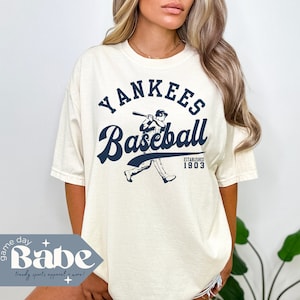 Camiseta de béisbol de los Yankees para adultos, colores cómodos, retro, Nueva York, camisa, atuendo para el día del juego, equipo de Nueva York, regalo, vintage, Bronx