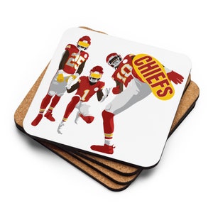 Chiefs Cork-back coaster | Kansas City Football, KC Coaster, Home Decor, Housewarming gift, Office present, Man Cave, Husband Dad Gift