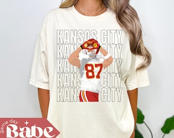 Adult Comfort Colors Tee | Travis Heart Hands, 87, Kelce, Chiefs, Kansas City, Football Shirt, Playoffs, KC Gear, Game Day Outfit, pf