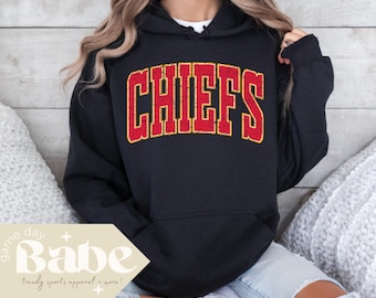Adult Chiefs Gildan Unisex Hoodie | Distressed Design, Vintage Looking, Kansas City Football, Game Day, Red Friday, Sweatshirt, Arrowhead