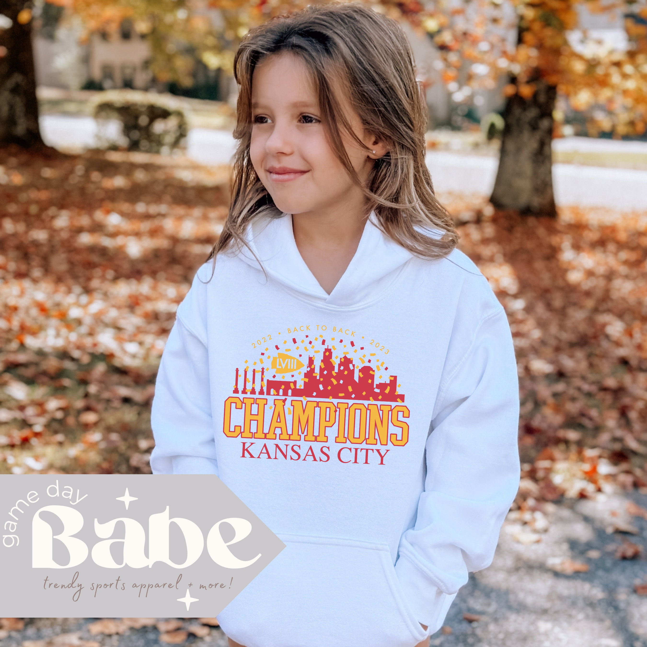 Kids Chiefs Youth heavy blend hoodie, Gildan Brand, Game Day Outfit, KC  Football, Kansas City Champs, LVIII, Champions, Kansas City