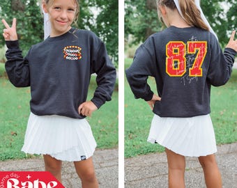 Kids Chiefs Era | Karma is the Guy | Youth Sweatshirt | Front & Back Design | Kansas City Football, Kelce, KC, Taylor&#39;s Boyfriend