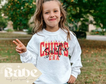 Kids In my Chiefs (Swift) Era | Youth crewneck sweatshirt, Gildan | Kelce, Crewneck, Vintage, KC, Kansas City Football, Taylor, Game Day