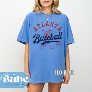 Adult Braves Baseball | Comfort Colors Tee | Retro, Atlanta, Shirt, Game Day Outfit, ATL Gear, Gift, Vintage, A town, Oversized, Blue
