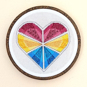 Pansexual Cross Stitch Pattern | Pan Cross Stitch | Pansexual Pride | LGBTQ Pride Cross Stitch Pattern | Original Cross Stitch Heart