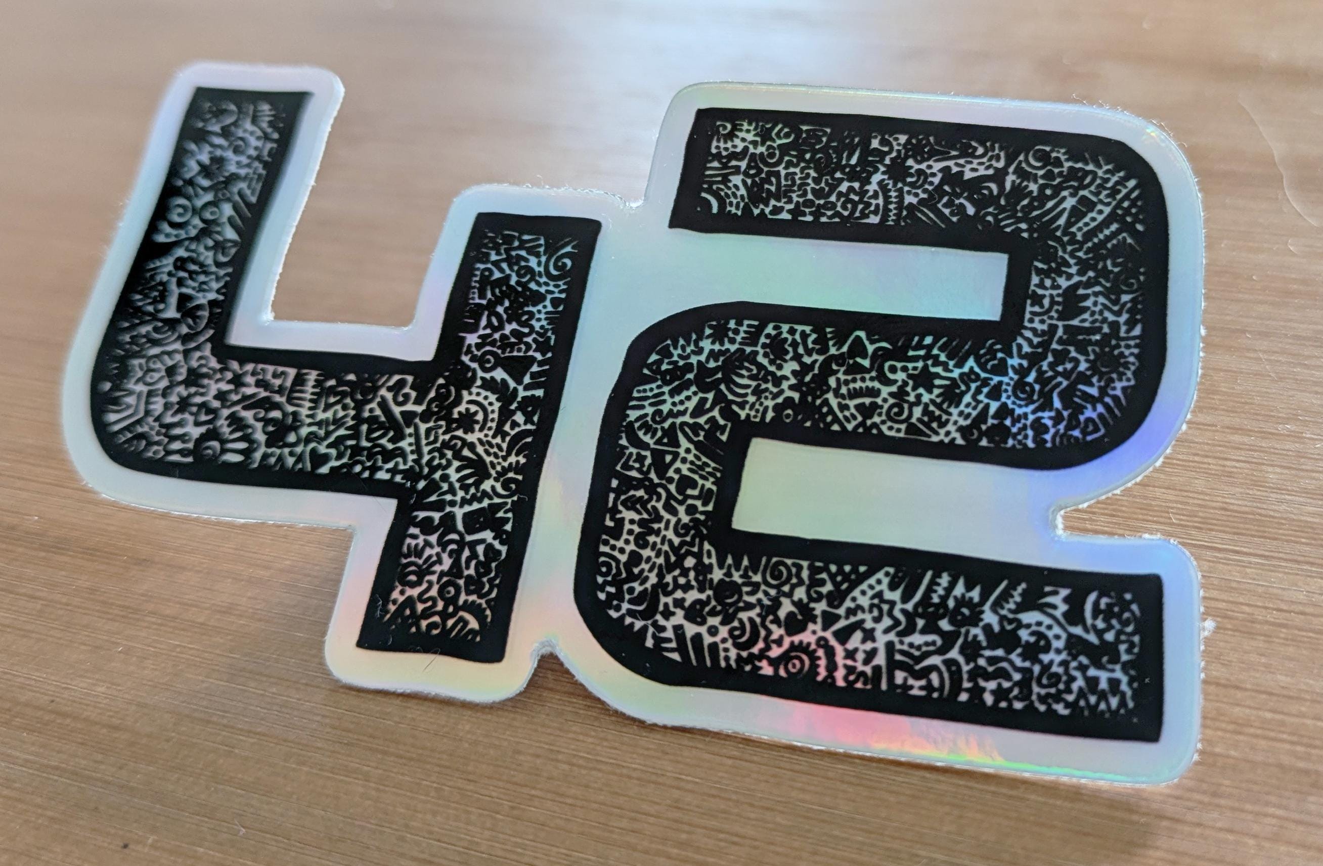 42 Holographic Sticker - Hitchhiker's Guide Inspired Art - Etsy