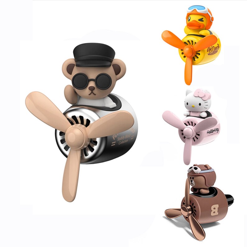 Car Air Freshener Beige Bear Pilot Etsy