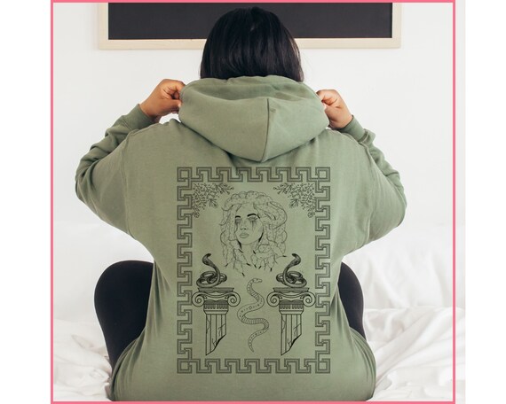 Medusa Snake Hoodie With Design on the Back of the Hoodie, Snake 