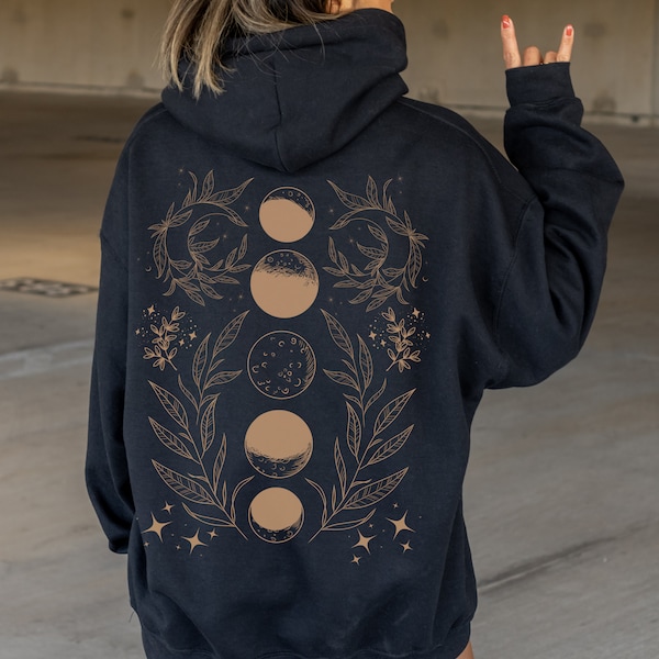 Moon Hoodie With Design On The Back Of Hoodie, Celestial Shirt, Moon Sweater, Astrology Hoodie, Witchy Hoodie, Moon Child Shirt, Sun Moon