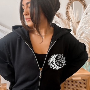 It&#39;s Just A Phase Full Zip Up Hoodie Moon Phase Hoodie, Witchy Hoodie, Zip Up Hoodie, Whimsigoth Clothing, Moon Phase Shirt, Y2k Clothing