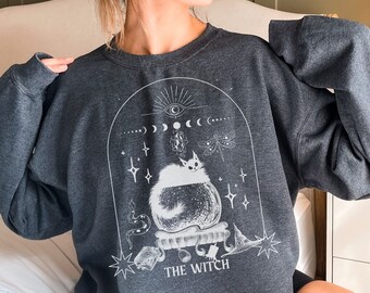 The Witch Tarot Card Shirt, Witchy Sweatshirt, Tarot Sweatshirt, Magical Wiccan Pagan Clothes, Witch Halloween Sweatshirt Celestial Crewneck