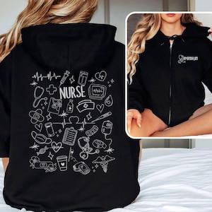 Personalized Name Nurse Zip Up RN Jacket Custom Nurse Hoodie Full Zip Up Jacket Nurse Fleece Jacket Scrub Jacket Nurse Graduation Gift RN