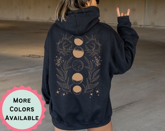 Black Zip Up Hoodie, Full Zip Up Hoodie, Celestial Hoodie, Moon Hoodie, Women's Zip Up Hoodie, Y2k Hoodie, Witchy Hoodie, Spiritual Hoodie