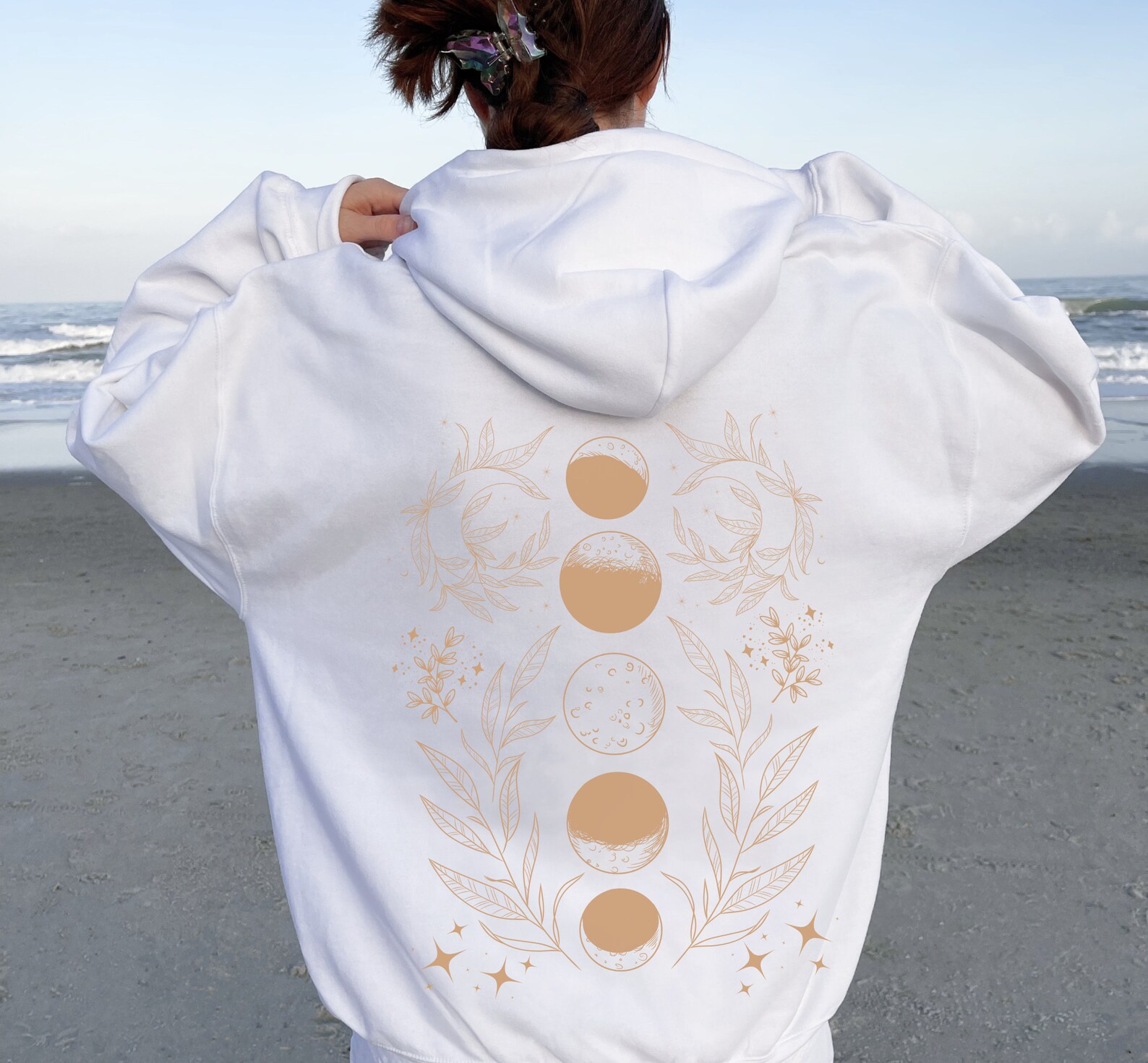 Moon Hoodie With Design on the Back of Hoodie Celestial - Etsy