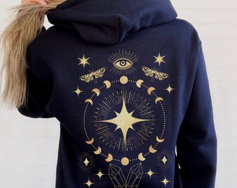 Zip Up Hoodie, Celestial Hoodie, Full Zip Up Hoodie, Butterfly Hoodie, Witchy Hoodie, Moon Hoodie, Celestial Sweatshirt, Zip Up Hoodie y2K