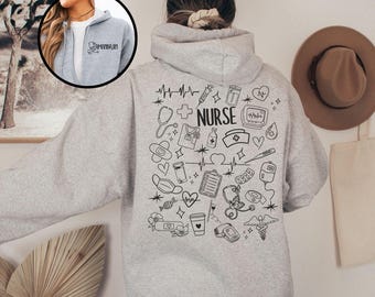 Krankenschwester Zip Up Hoodie Personalisierte Pflege Geschenk Medizinische Symbole Sweatshirt RN Apparel Krankenschwester Rettungsweste Benutzerdefinierte Name Krankenschwester Wertschätzung Geschenke