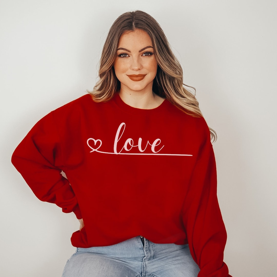 Heart Sweatshirt, Love Valentine's Day Party Shirt, Valentine Crewneck ...