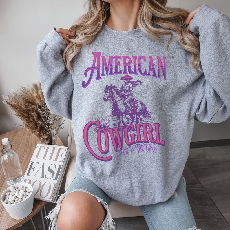 Retro American Cowgirl Sweatshirt Western Graphic Crewneck Western Wear ...