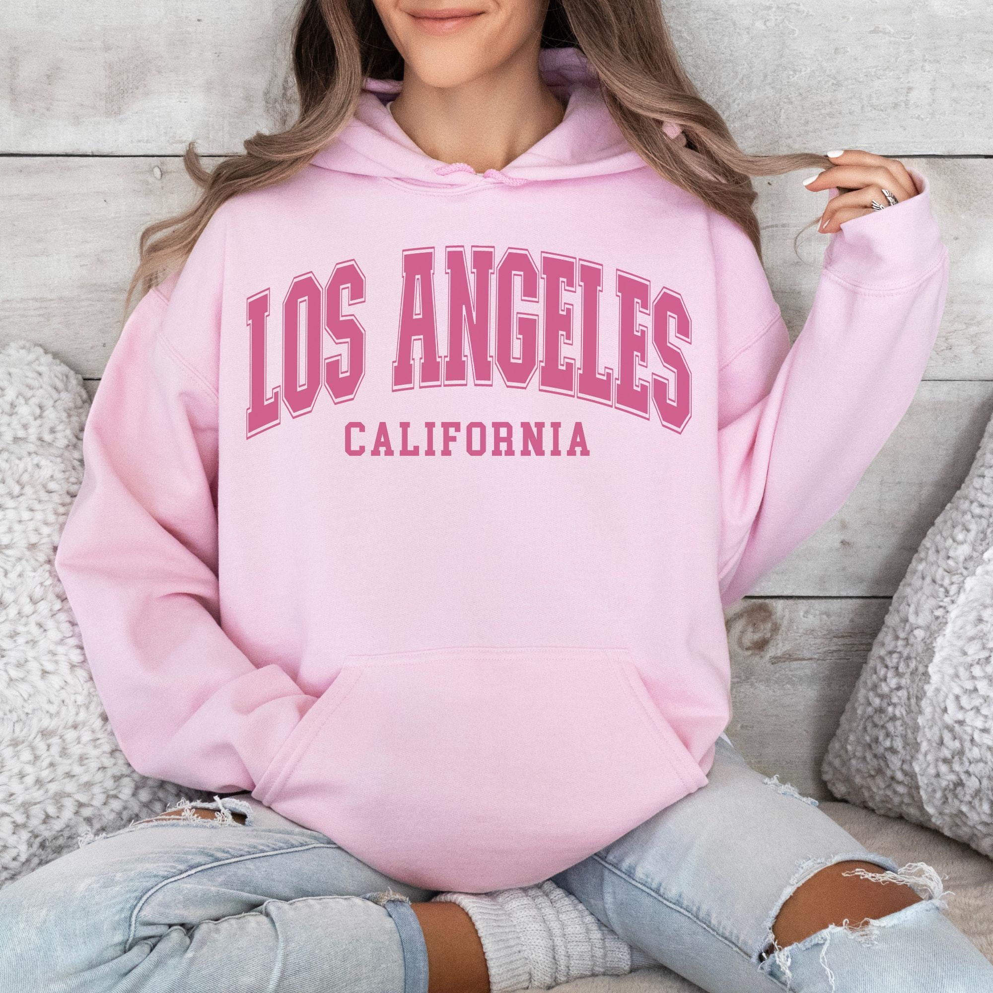 Short ice cream Colored Los Angeles California Cropped Hoodie