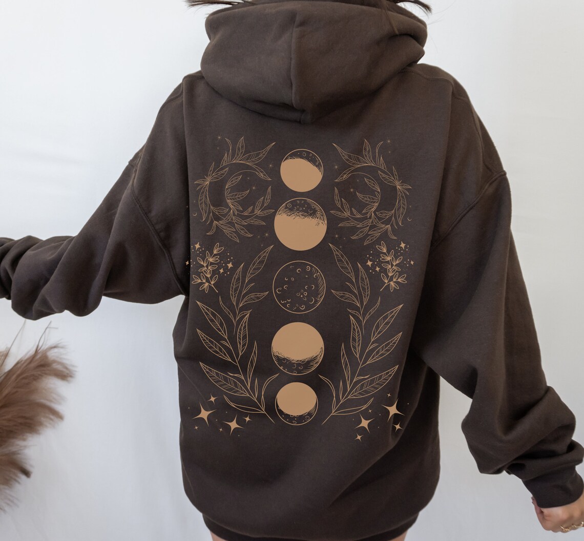 Moon Hoodie With Design on the Back of Hoodie Celestial - Etsy