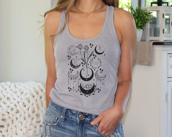 Moon Phase Shirt Celestial Tank Tops Witchy Clothing Y2k Coconut Girl Beachy Shirt Occult Shirt Summer Tank Top Boho Tank Top Astrology Tank