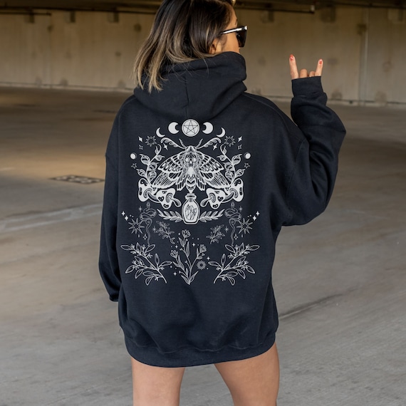 Witchy Zip Up Hoodie, Wiccan Clothing, Oversized Zip Hoodie, Occult Hoodie, Triple Moon Hoodie, Moon Phase Zip Up Hoodie, Witchy Hoodie