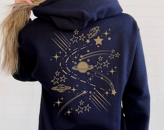 宇宙パーカー Y2K ジップアップパーカー ギャラクシースタースウェットシャツ 天体パーカー 天文学パーカー 星をテーマにした衣類 ジップアップスウェットシャツ 宇宙ギフト