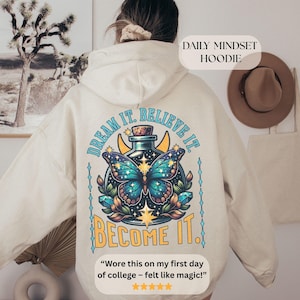 Spiritual Moon Sweatshirt Astrology Hoodie Butterfly Graphic Celestial Quote Cozy Manifesting Gift For Teen Girls College Students Boho