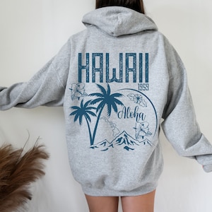 Aesthetic Hawaii Hoodie, Aloha State Sweatshirt, Trendy Oversize Hoodies, Tumblr Beach Hoodie, VSCO Trendy Hoodie Words on back hoodies
