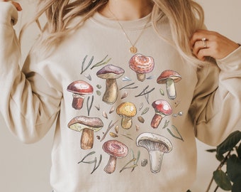 Aesthetic Mushroom Sweatshirt Mushroom Lovers Gift, Nature Sweatshirt, Magic Mushrooms, Mushroom Sweater, Mystical Mushroom, Cottagecore