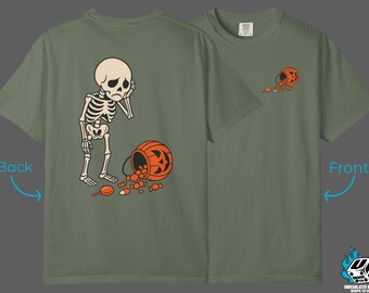 Sad Skeleton Halloween Shirt Comfort Colors | Spilled Candy Graphic Tee | Vintage Spooky Skeleton T-Shirt | Fall Ghost Costume Tee