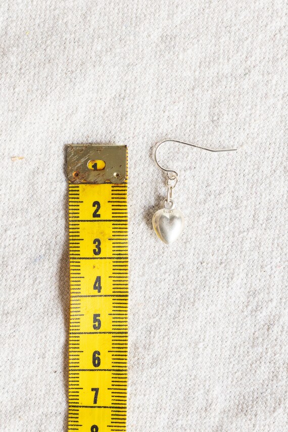 Vintage Solid Sterling Heart Charm Dangle Earring - image 5