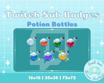 Magical Potion Bottle Twitch Sub Badges: Anime Style (Digital Download)
