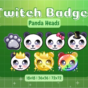 Lindas insignias secundarias de osos panda perfectas para tus suscriptores de twitch o para tu discordia. Estas insignias también se pueden usar como insignias de bit para twitch.