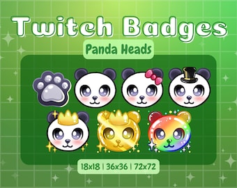 Panda Twitch Sub Badges, Animated Kawaii Emotes (Digital Download)